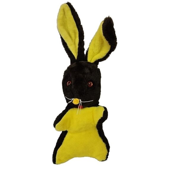 Vintage Easter Bunny Rabbit Plush Chocolate Brown Orange Spangled Eyes 23" Large